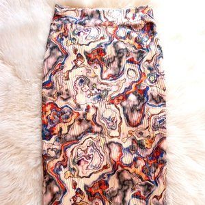 Leith Pink Multi Pastel Abalone Print Stretch Ribbed Skirt Sz S Excellent